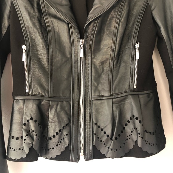 Black leather jacket with silver detailing - Picture 2 of 3